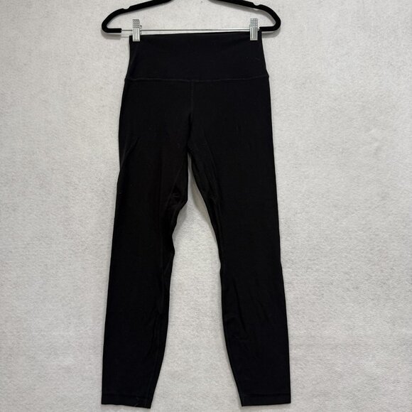 Lululemon Pants Womens 6 Black High Rise Leggings Yoga Activewear Stretch Logo - Picture 1 of 7